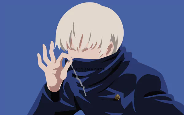 8K Ultra HD anime wallpaper featuring Toge Inumaki from Jujutsu Kaisen with light hair and a high-collared dark outfit covering his mouth.