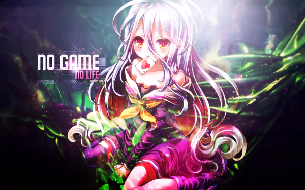 HD desktop wallpaper featuring Shiro from the anime No Game No Life, with vibrant colors and intricate designs in the background.