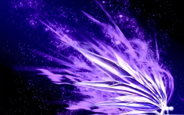 HD desktop wallpaper featuring Rei Ayanami from Neon Genesis Evangelion and End of Evangelion, showcasing a striking and ethereal purple wing against a starry night background.