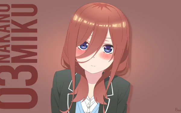 4K Ultra HD anime wallpaper featuring Miku Nakano from The Quintessential Quintuplets with her signature headphones and a soft, warm background.